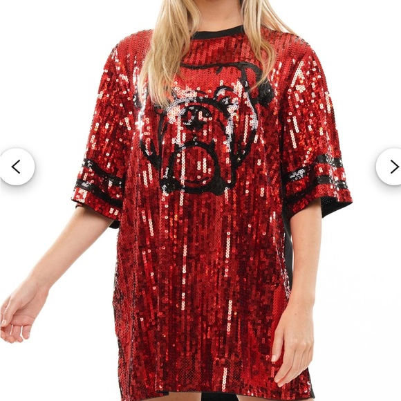 Game Day Bulldog SEQUIN DRESS /Oversized Top - Picture 1 of 2